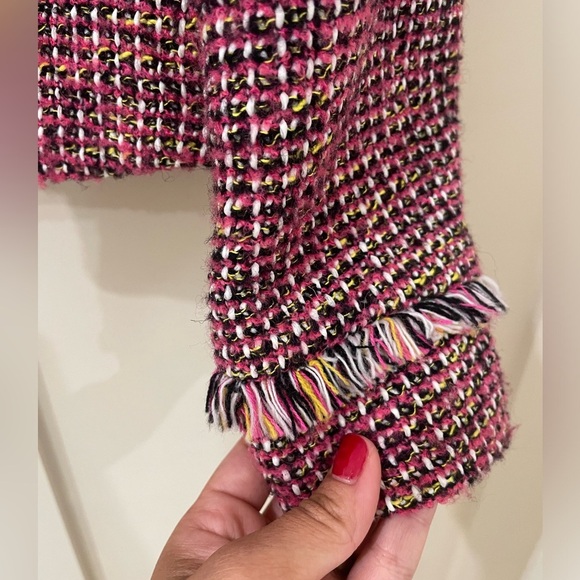 Karen Millen Pink Fringe Tweed Blazer Jacket - Picture 9 of 16